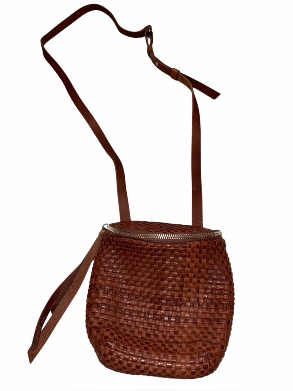 Cole Haan Brown Leather Basketweave Crossbody Purse Bag
